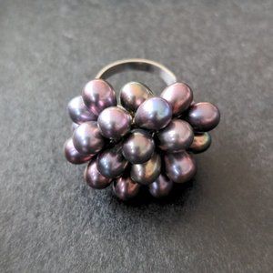 Natural teardrop pearls ring, adjustable size